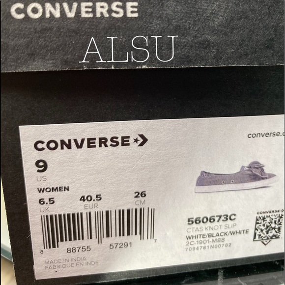 NWT Converse Ctas Knot Slip White Black W AUTHENTI - Picture 8 of 9